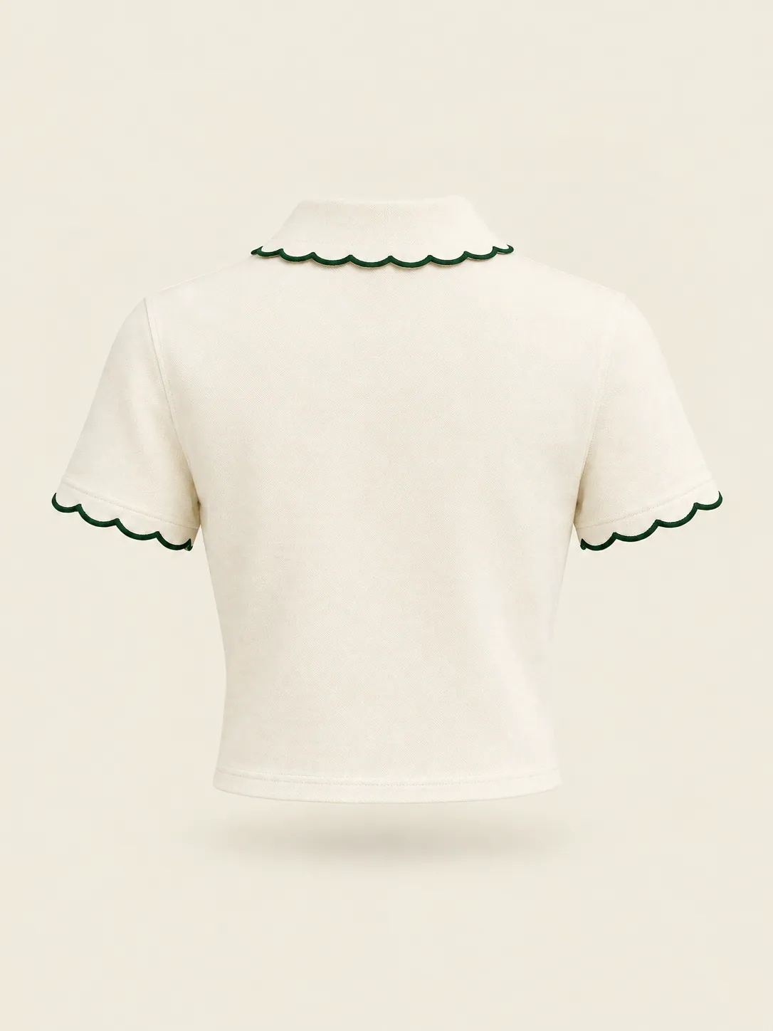 Ace Scallop-Collar Polo in Chalk, back view