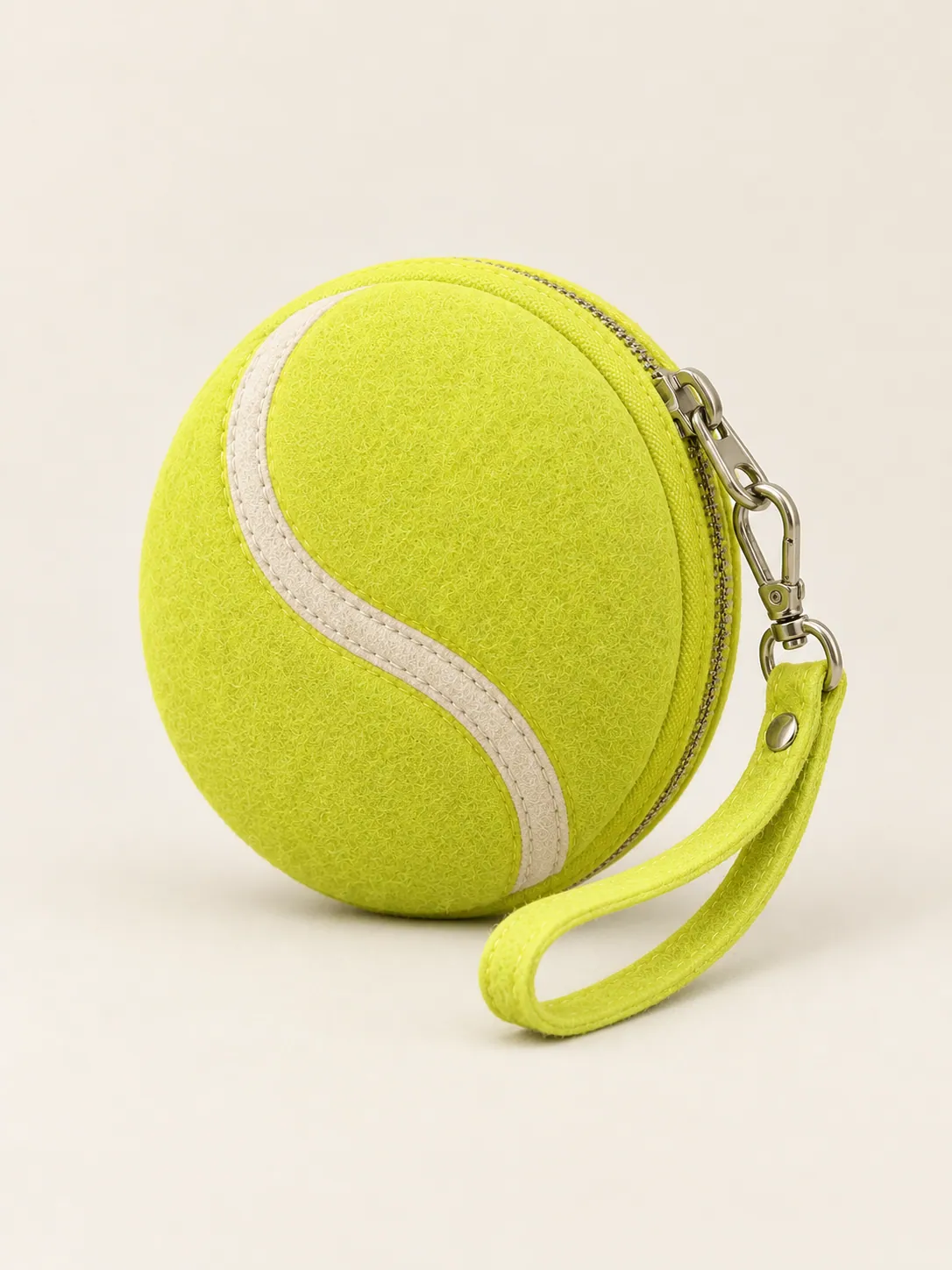 Ball Pod Pouch in Fuzz Lime, back and side view