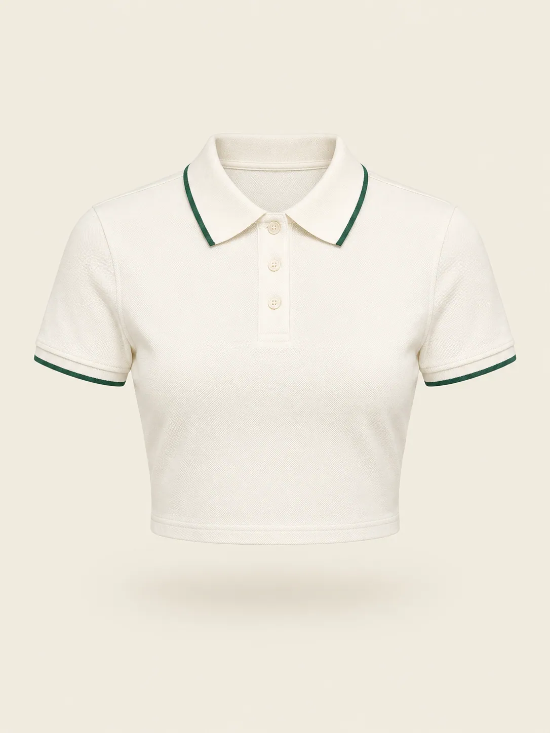 Baseline Cropped Polo in Chalk, front view