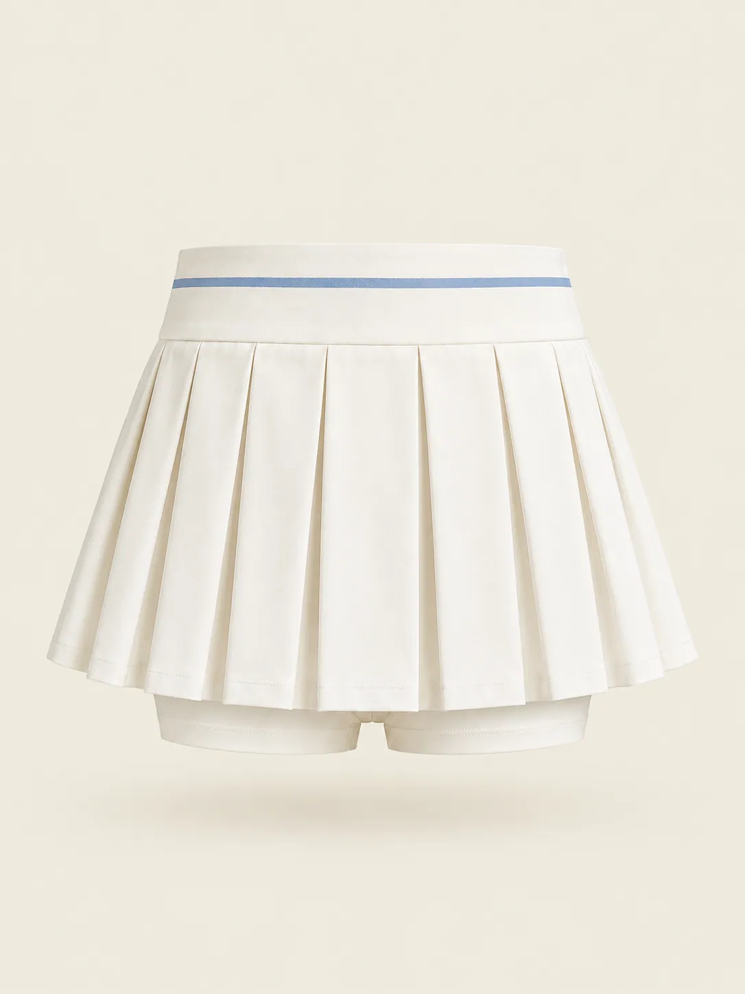 Box-Pleat Skort in Chalk, back view
