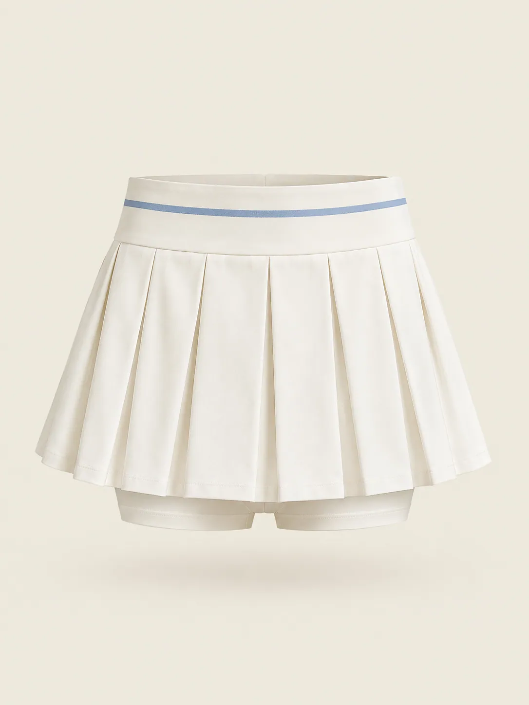 Box-Pleat Skort in Chalk, front view