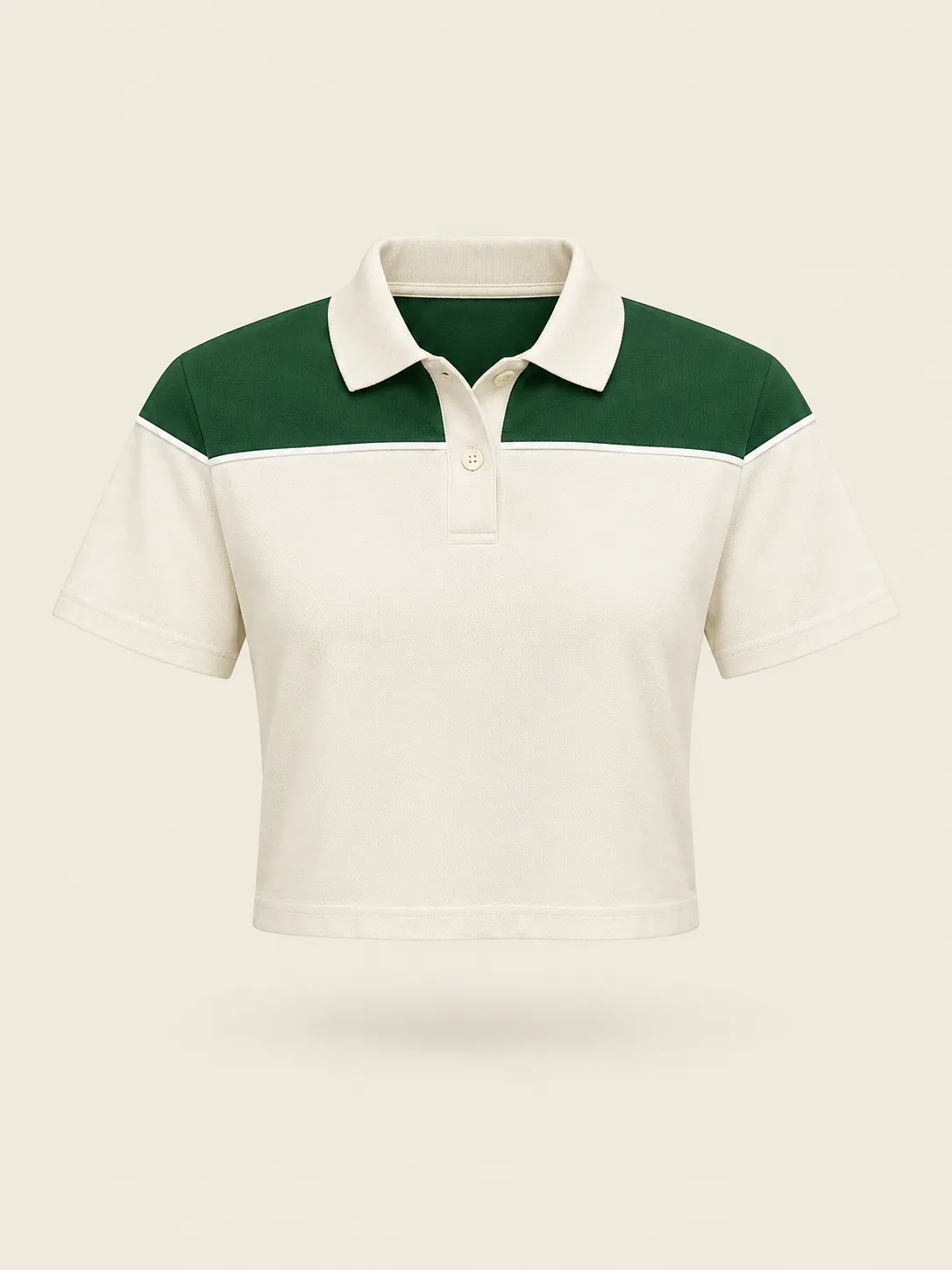 Changeover Yoke Polo in Chalk, front view