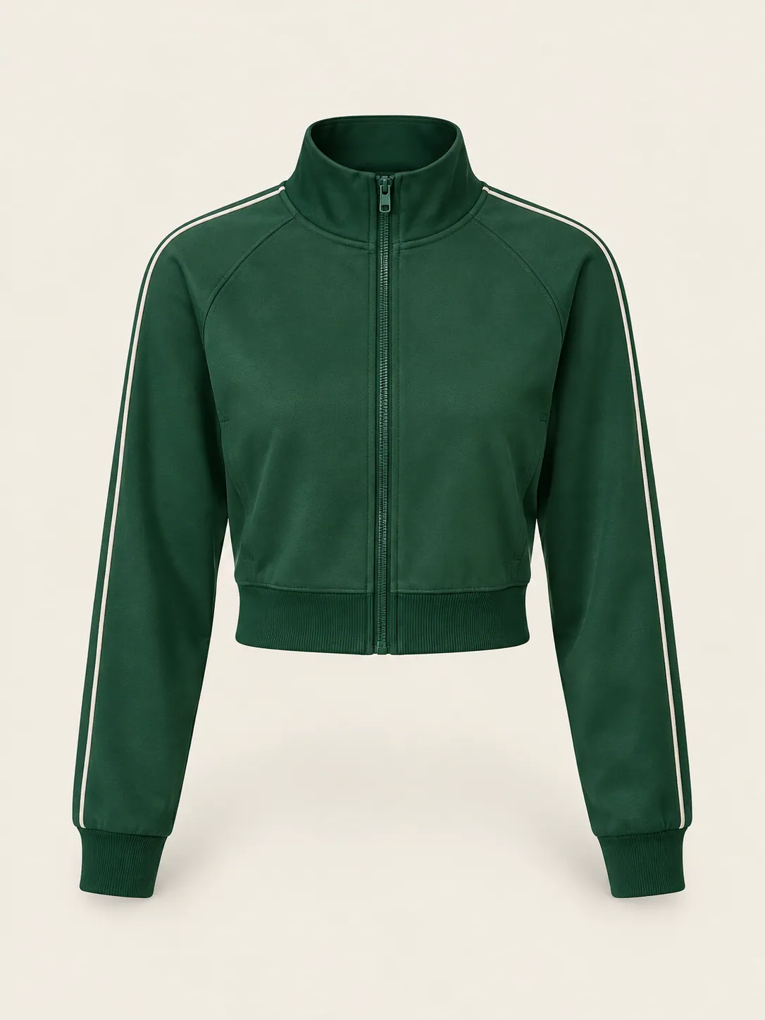 Cropped Track Jacket in Court Green, front view