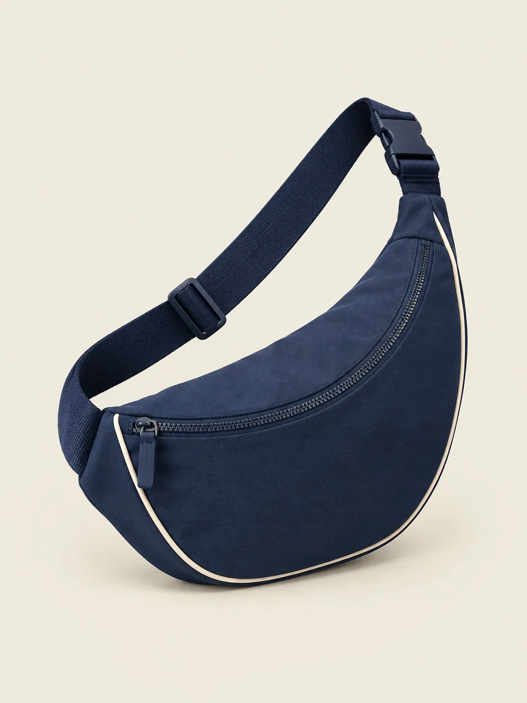 Curved Belt Sling in Ink Navy, front view