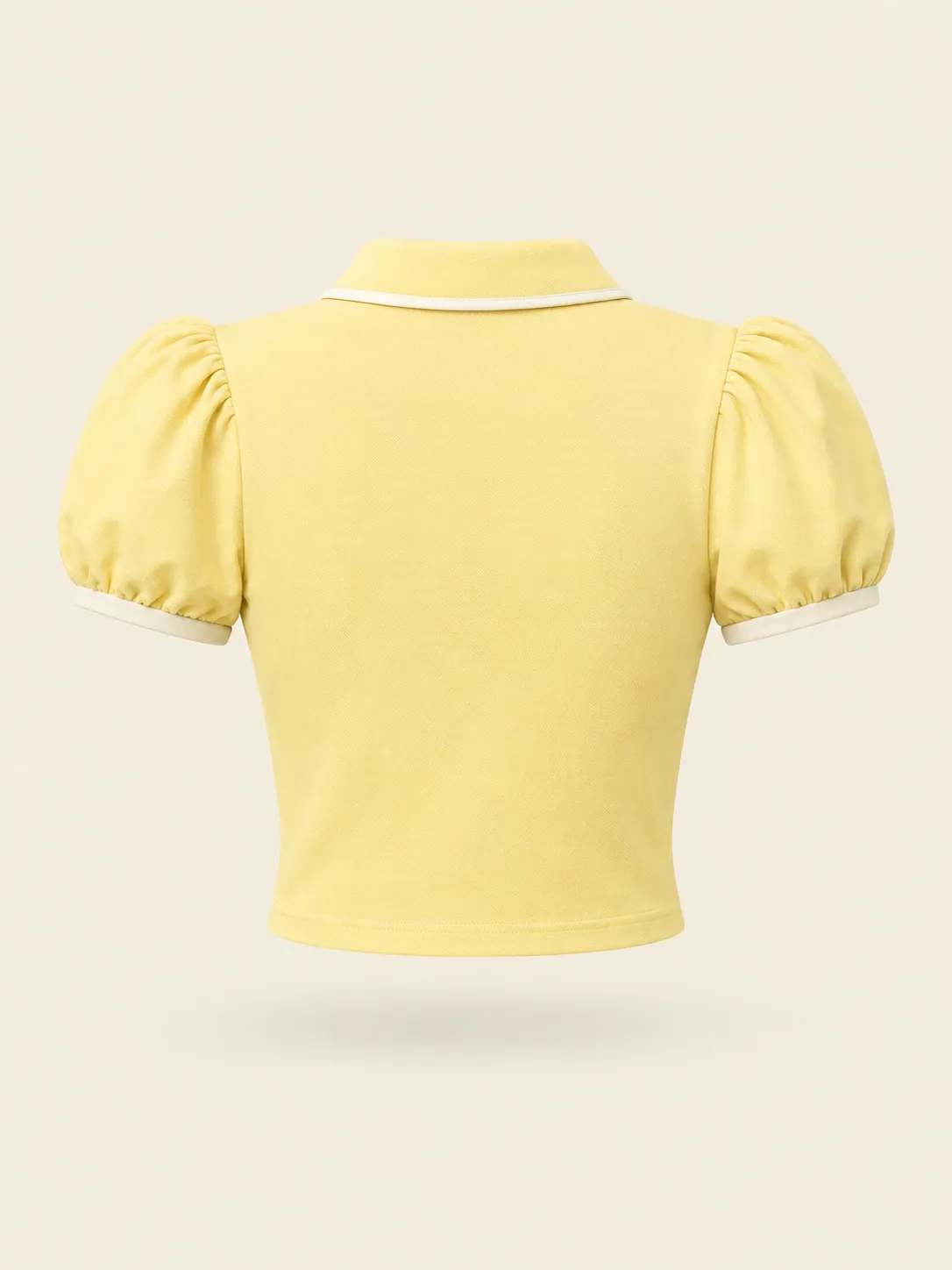 Deuce Puff-Sleeve Polo in Butter, back view