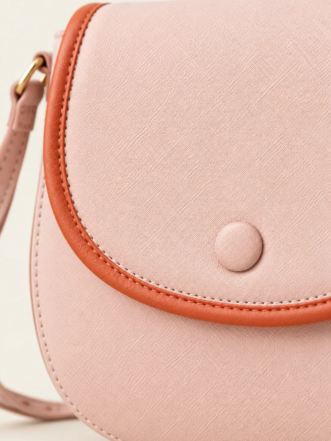 Flap Mini Saddle Bag, close-up of the clay-bound flap and press stud