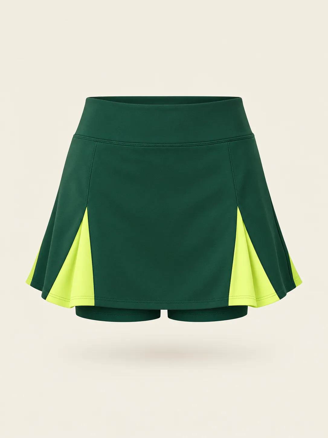 Godet Panel Skort in Court Green, front view