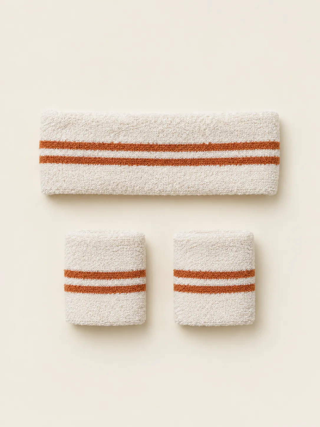 Headband & Wristband Set in Chalk, front view