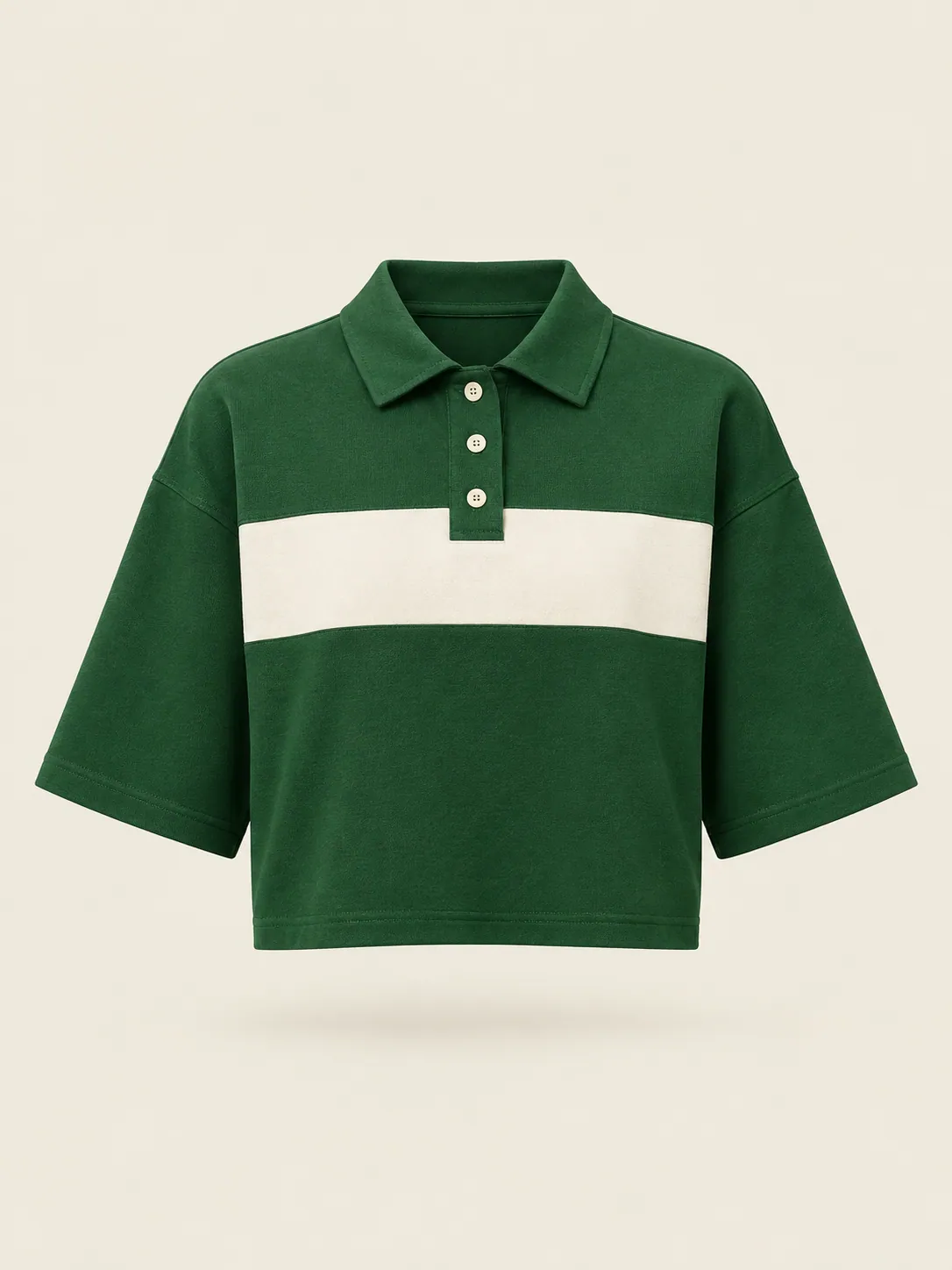 Lob Boxy Polo in Court Green, front view