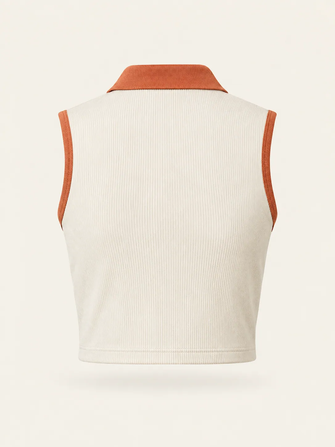 Net-Cord Sleeveless Polo in Chalk, back view