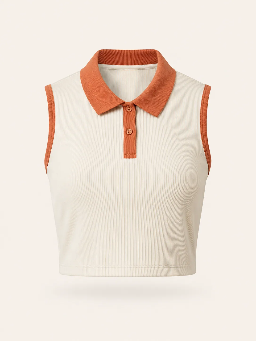 Net-Cord Sleeveless Polo in Chalk, front view