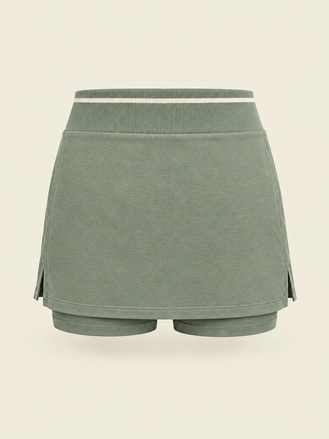 Pull-On Rib Skort in Sage, back view