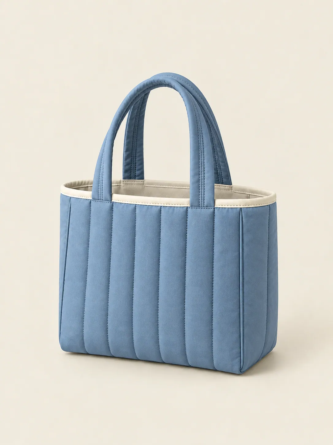 Quilted Mini Tote in Hard-Court Blue, back and side view