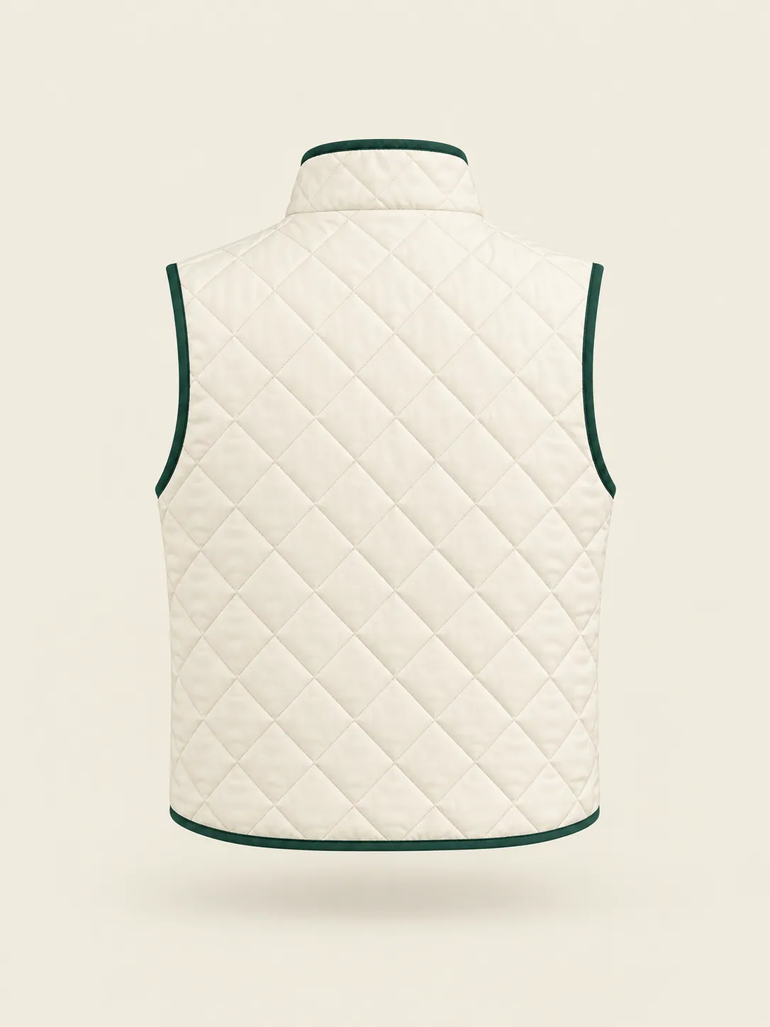 Quilted Zip Vest in Chalk, back view