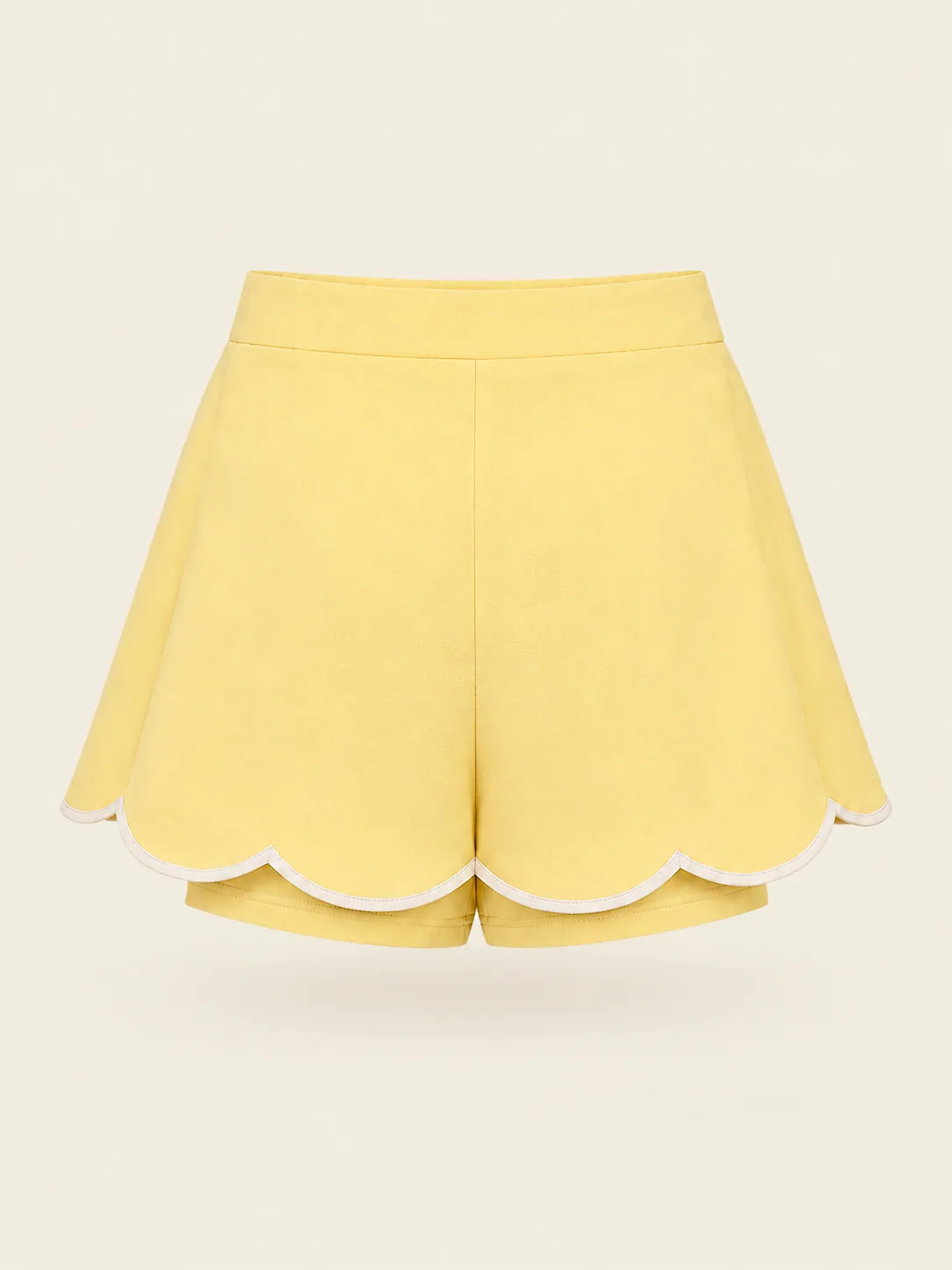 Scallop-Hem Skort in Butter, back view