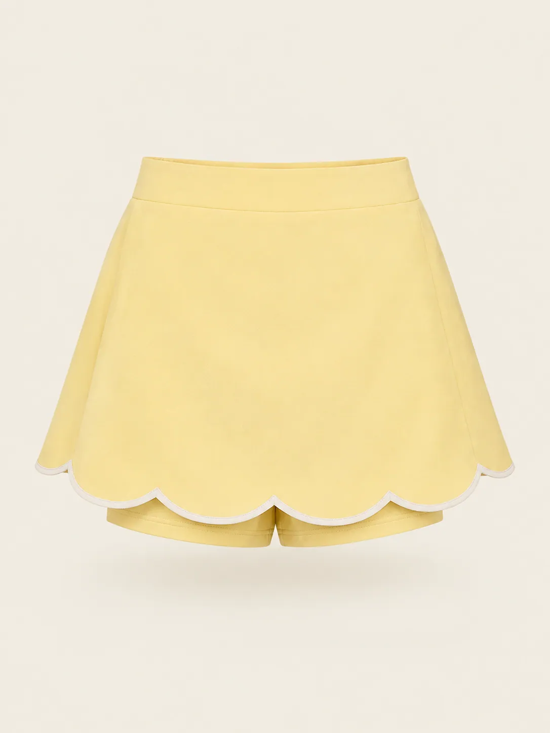 Scallop-Hem Skort in Butter, front view
