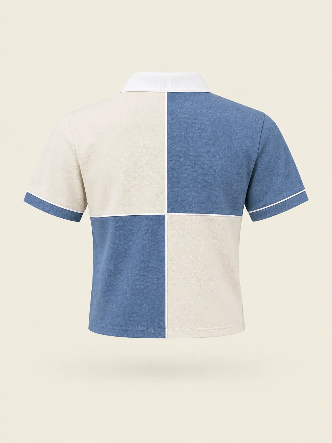 Service Box Colourblock Polo in Hard-Court Blue, back view