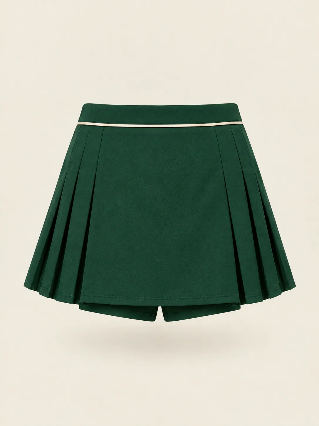 Side-Pleat Skort in Court Green, back view