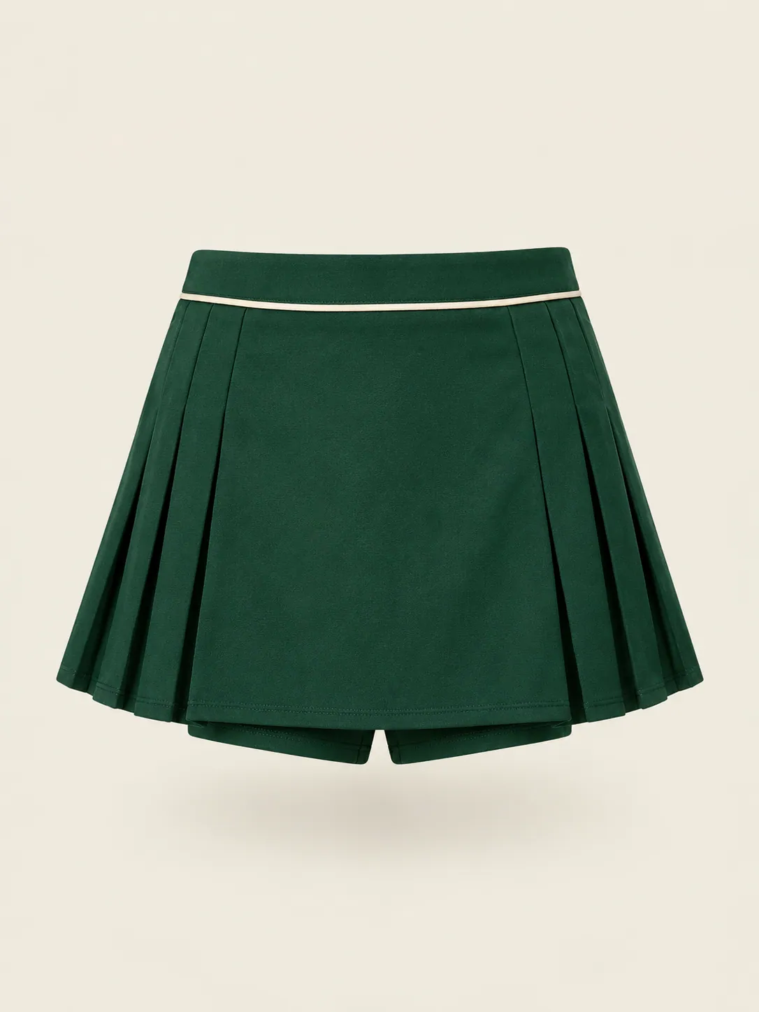 Side-Pleat Skort in Court Green, front view