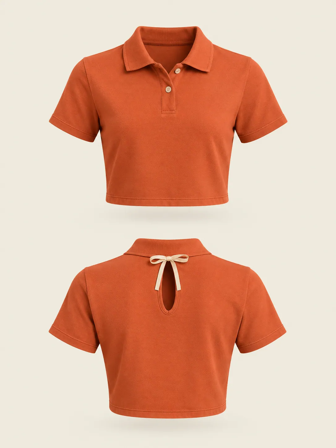 Sideline Open-Back Polo in Clay, front view
