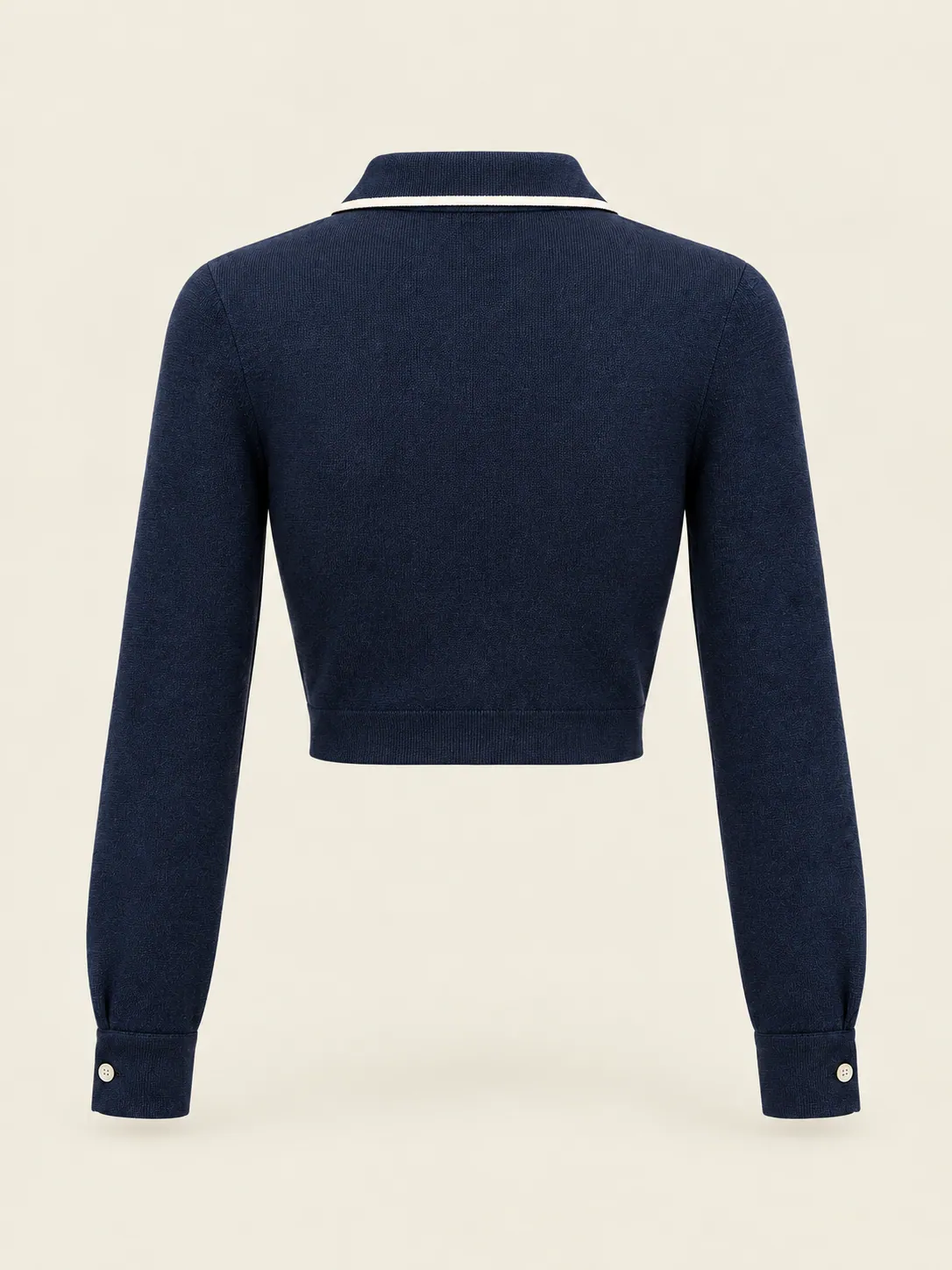 Slice Long-Sleeve Polo in Ink Navy, back view