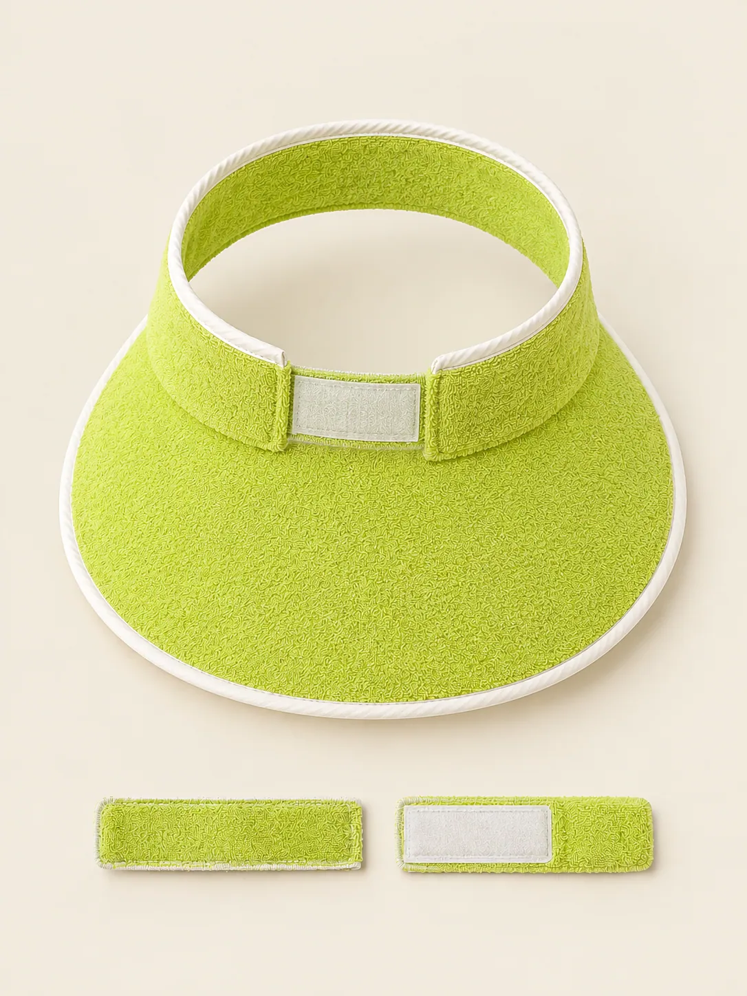 Terry Wide-Brim Visor in Fuzz Lime, back view