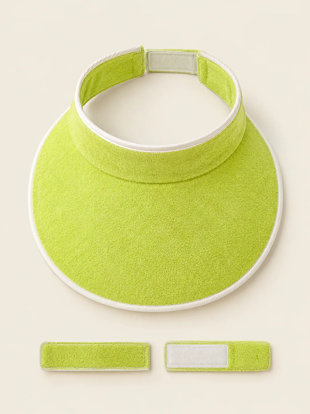 Terry Wide-Brim Visor in Fuzz Lime, front view