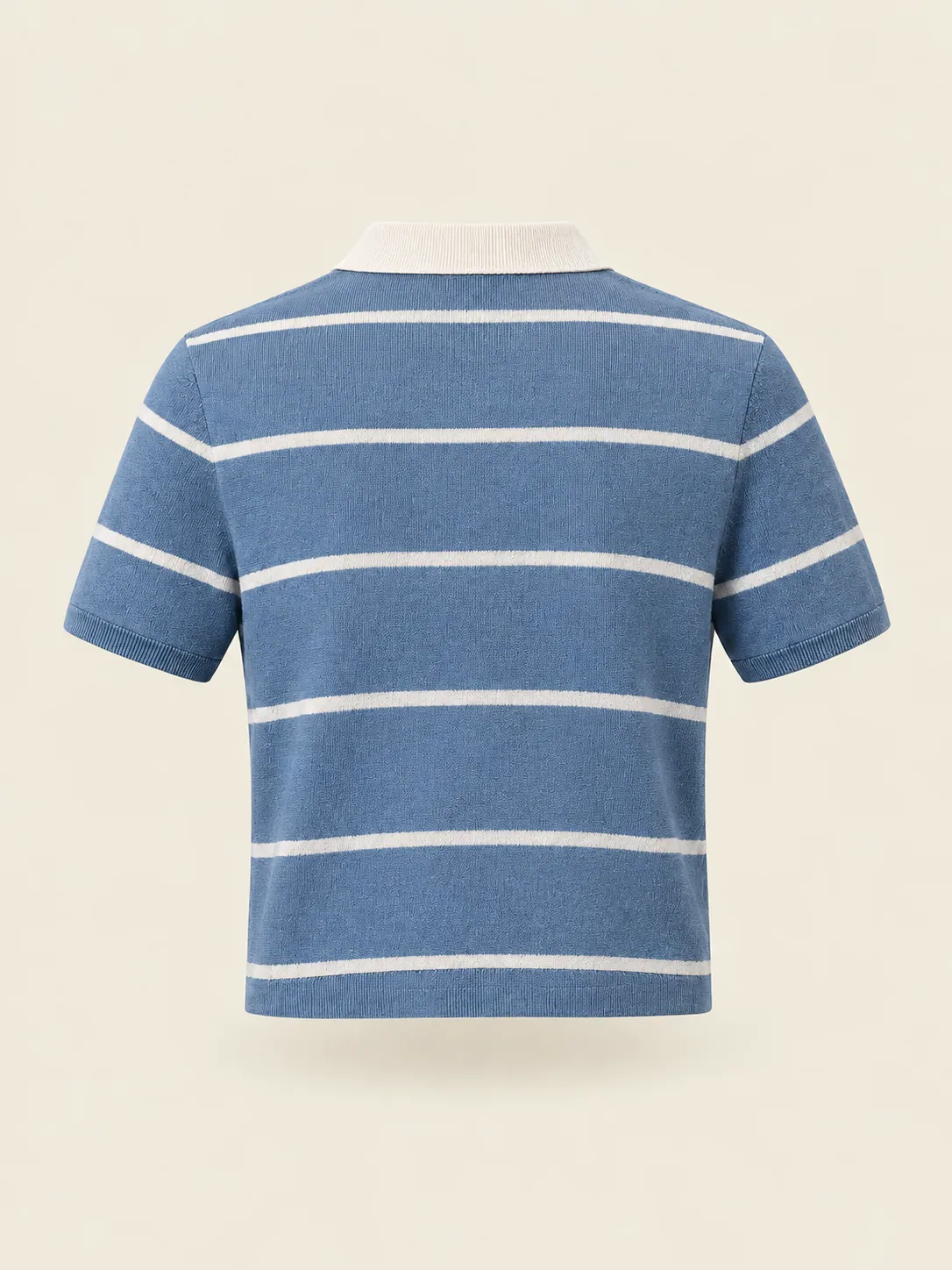 Tiebreak Striped Polo in Hard-Court Blue, back view