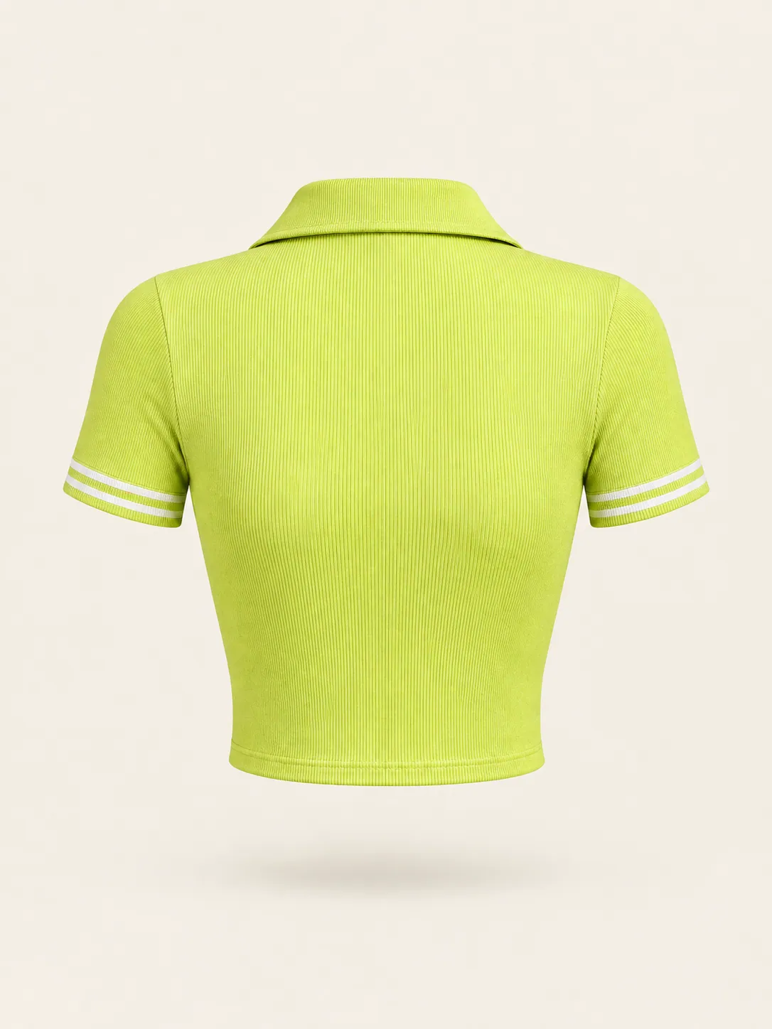 Tramline Rib Polo in Fuzz Lime, back view