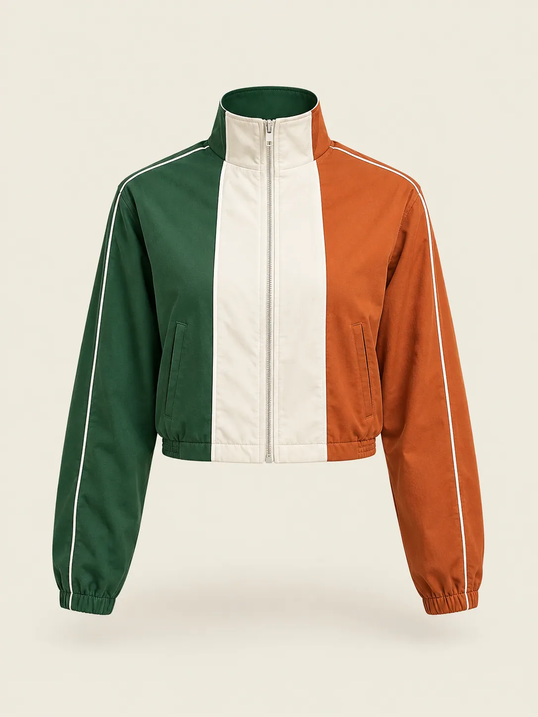 Tri-Panel Zip Layer in Court Green, front view