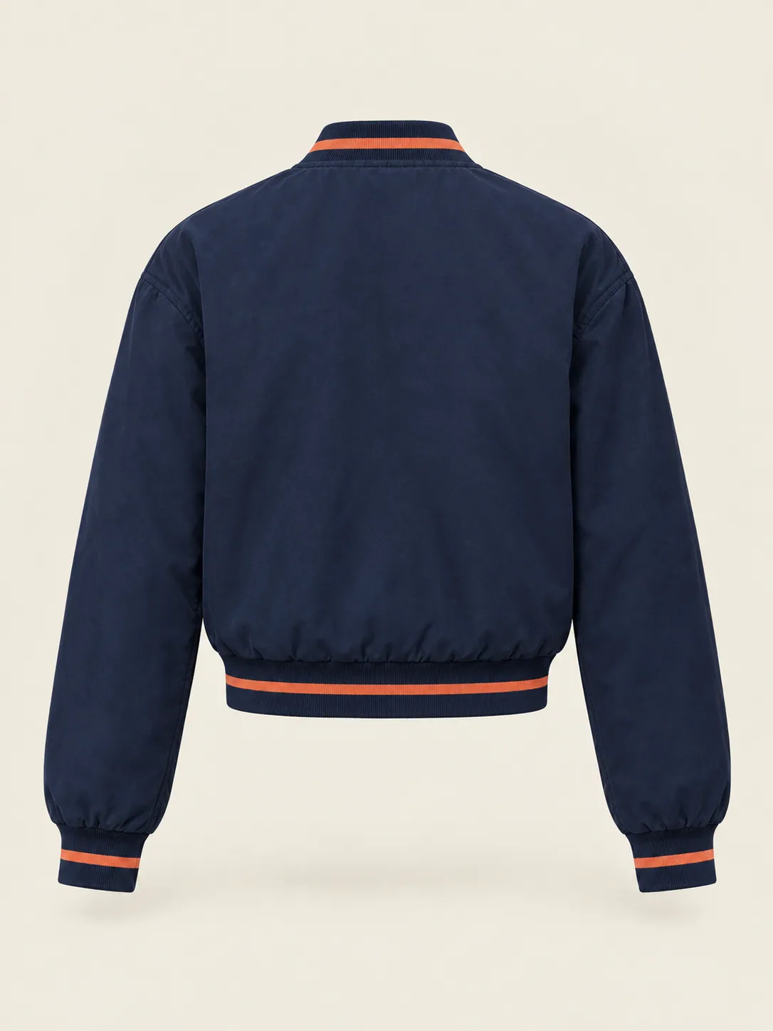 Two-Way Zip Bomber in Ink Navy, back view