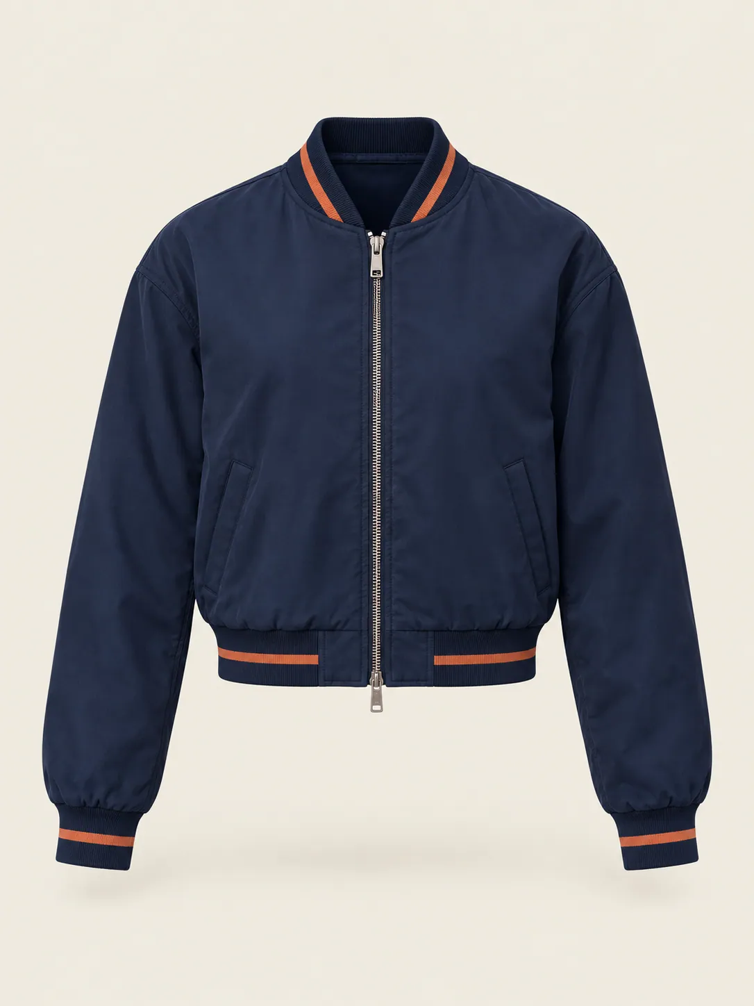 Two-Way Zip Bomber in Ink Navy, front view
