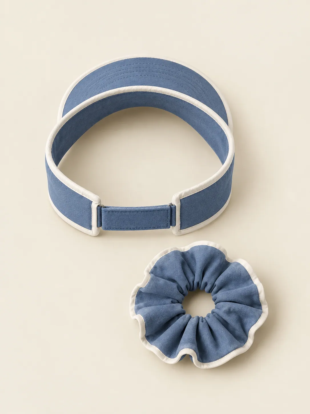 Visor & Scrunchie Set in Hard-Court Blue, all pieces from another angle