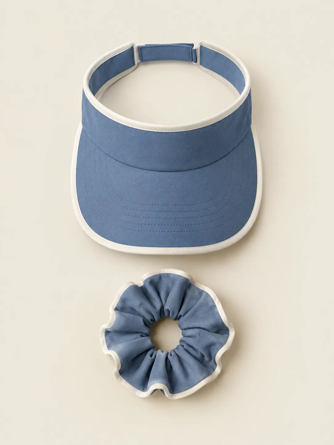 Visor & Scrunchie Set in Hard-Court Blue, front view
