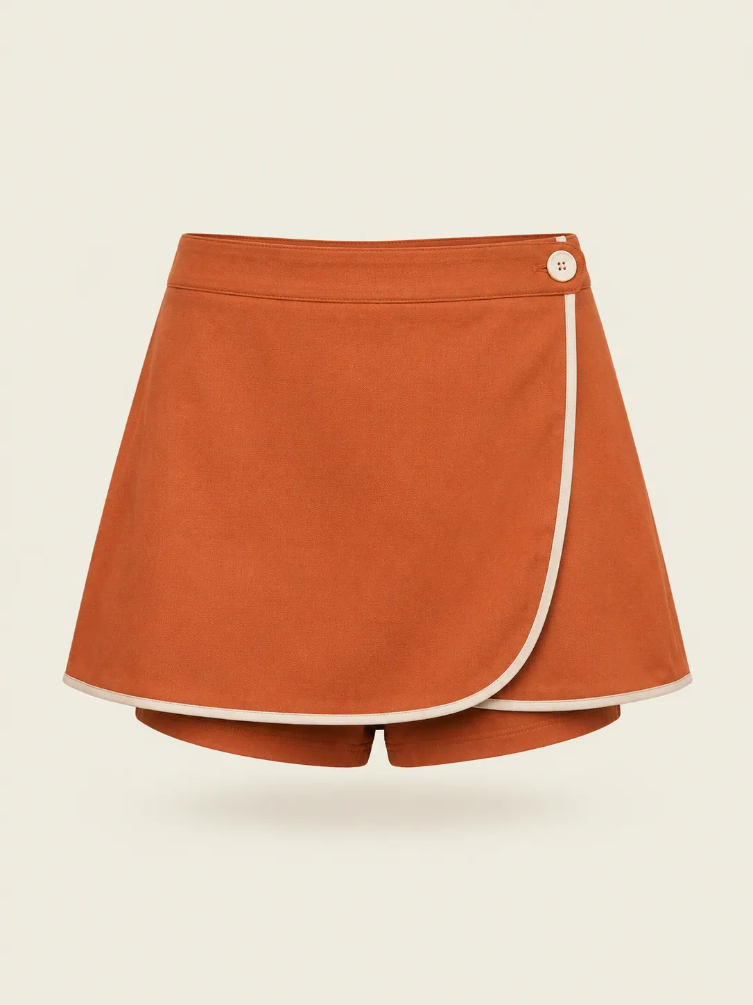 Wrap-Front Skort in Clay, front view